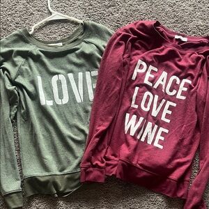 Grayson Threads Green and Burgundy Graphic Sweaters